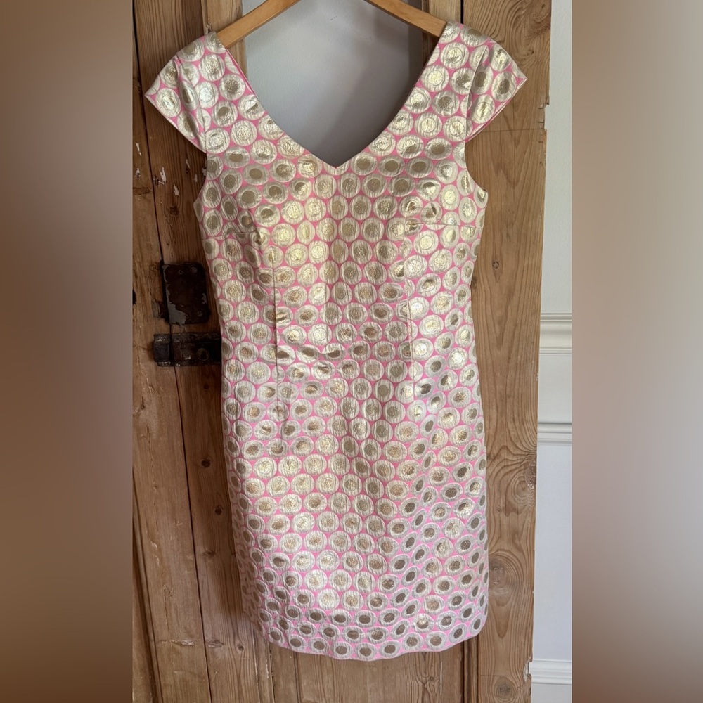 Lilly Pulitzer Pink and Gold Polka Dot Dress